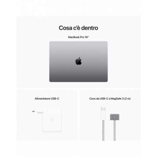 MacBook Pro 16" chip M2 Max - Grigio Siderale - RAM 64GB di memoria unificata - HD SSD 1TB - Magic Keyboard retroilluminata con Touch ID - Italiano